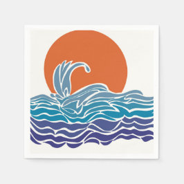 Servilleta De Papel Las coloridas olas del océano con la bella puesta 