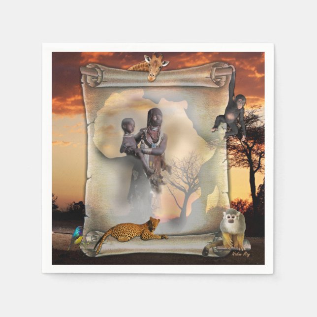 Servilleta De Papel Las expresiones de África (Anverso)