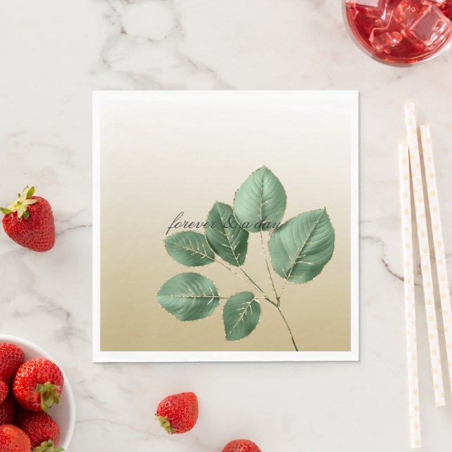 Servilleta De Papel Las hojas del Boda de oro verde (In situ)