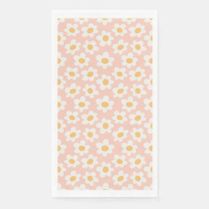 Servilleta De Papel Las mareas de estilo retro florecen con fondo rosa