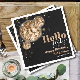 Servilleta De Papel Las mujeres negras y de oro modernas cumplen 50 añ