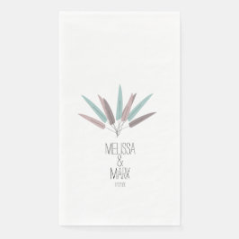 Servilleta De Papel Las plumas bohemias Pastel Parejas Nombre Boda