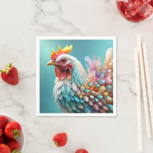 Servilleta De Papel "Las plumas de color: el pollo con arco iris"