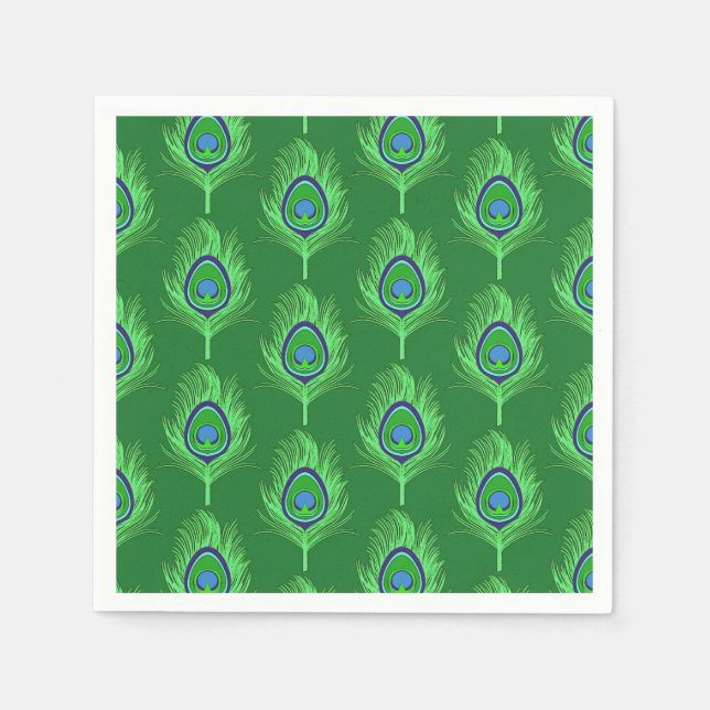 Servilleta De Papel Las plumas de pavo real, el verde animalísimo en e (Anverso)