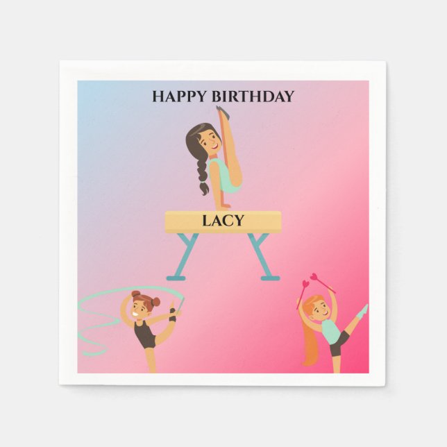 Servilleta De Papel Las servilletas de cumpleaños de gimnasia personal (Anverso)
