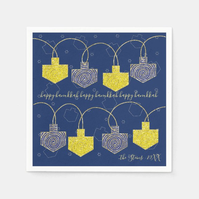 Servilleta De Papel Las servilletas de Hanukkah personalizan los "sueñ (Anverso)