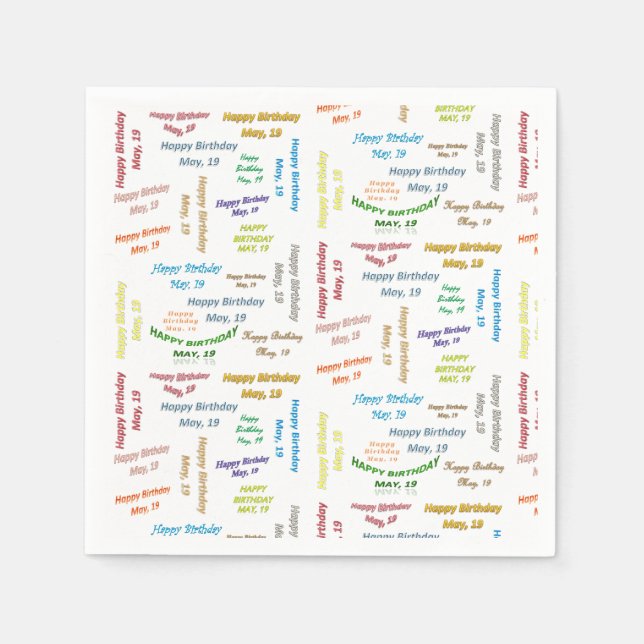 Servilleta De Papel Las servilletas de papel mayo, 19 cumpleaños (Anverso)