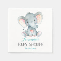 Las servilletas del elefante Baby Shower Aqua