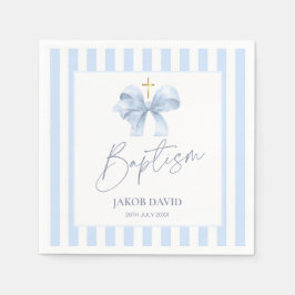 Servilleta De Papel Las toallas de bautismo de rayas azules del niño c