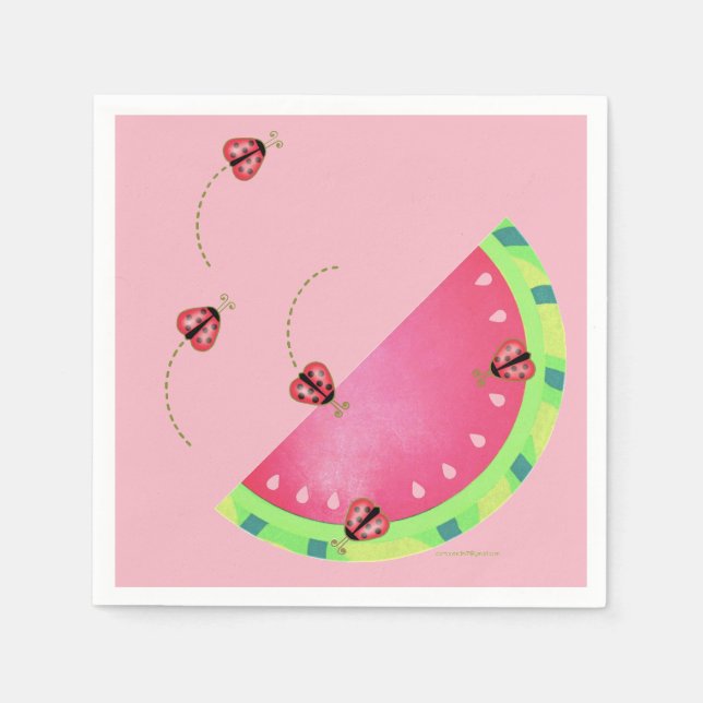 Servilleta De Papel Las toallas de la sandía de Ladybug (Anverso)