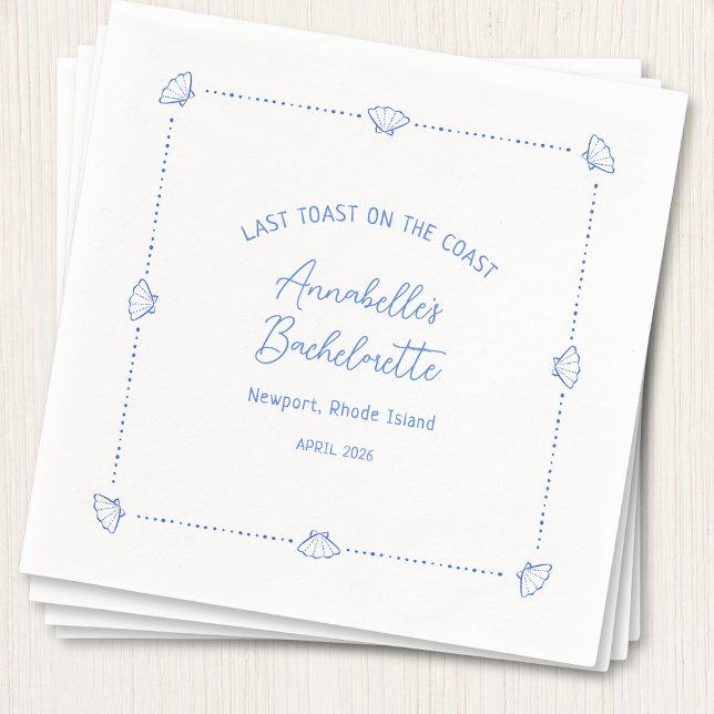 Servilleta De Papel Last Toast on the Coast Bachelorette Party Blue (Subido por el creador)