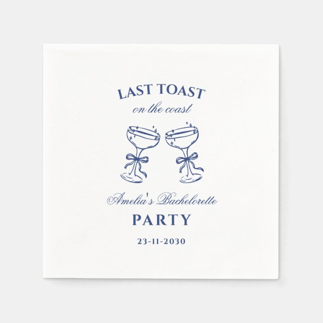Servilleta De Papel Last Toast on the Coast Bachelorette Party Napkins (Anverso)