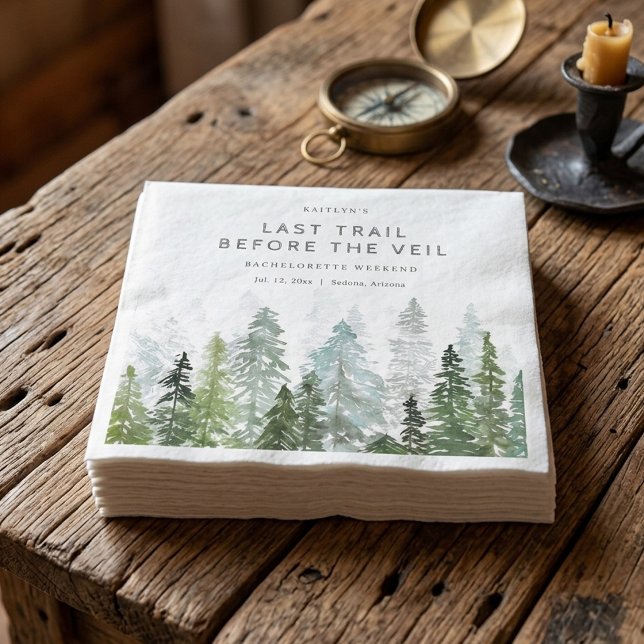 Servilleta De Papel Last Trail Pine Forest Camping Bachelorette Party (Subido por el creador)