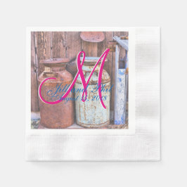 Servilleta De Papel Latas de Leche Antiguas de Metal Rústico Monograma