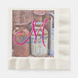 Servilleta De Papel Latas de Leche Antiguas Metal Rústico Monograma An