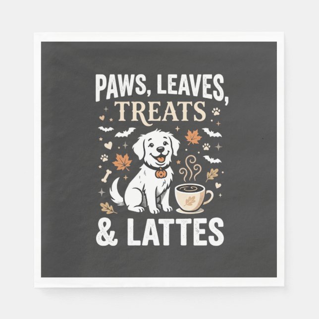 Servilleta De Papel Latte de Otoño de Perro Halloween (Anverso)