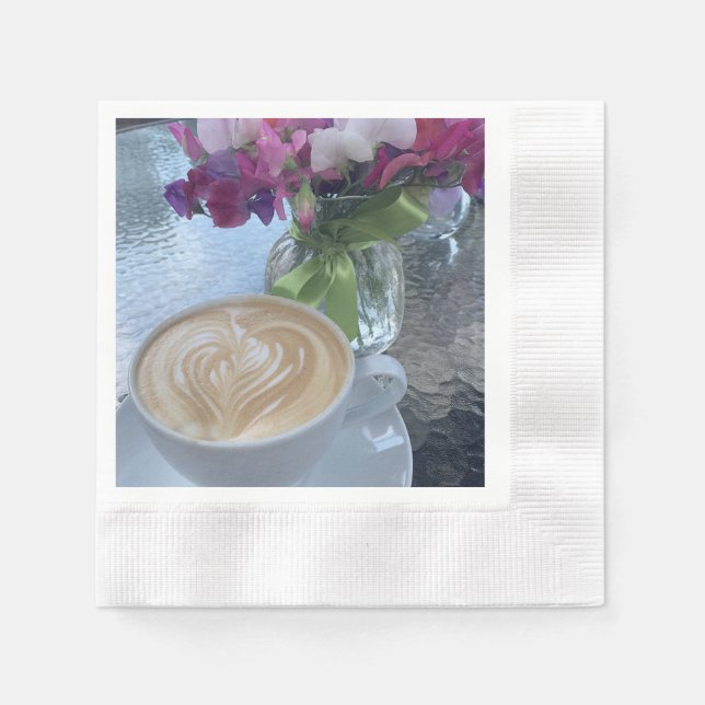 Servilleta De Papel Latte y flores de guisante dulce (Anverso)