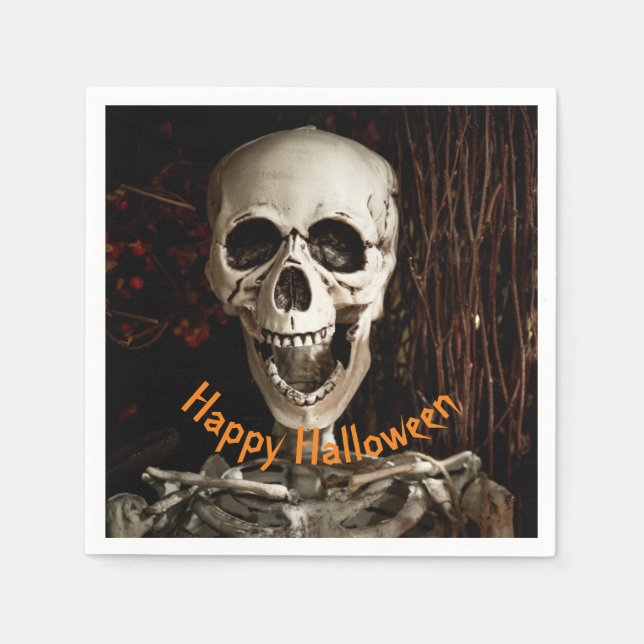 Servilleta De Papel Laughing Skeleton Halloween Paper (Anverso)