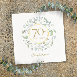 Servilleta De Papel Laurel Floral Garland Elegant Gold 70 cumpleaños