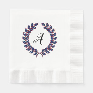 Servilleta De Papel Laurel Wreath Monogramed Stars and Stripes USA