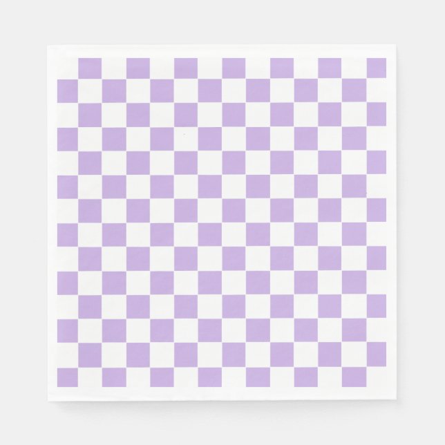 Servilleta De Papel Lavanda a cuadros y blanco (Anverso)