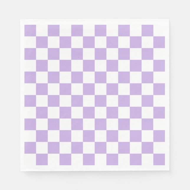 Servilleta De Papel Lavanda a cuadros y blanco (Anverso)