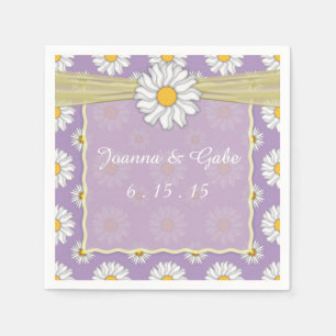 Servilleta De Papel Lavanda Amarillo Daisy Floral Boda Napkins
