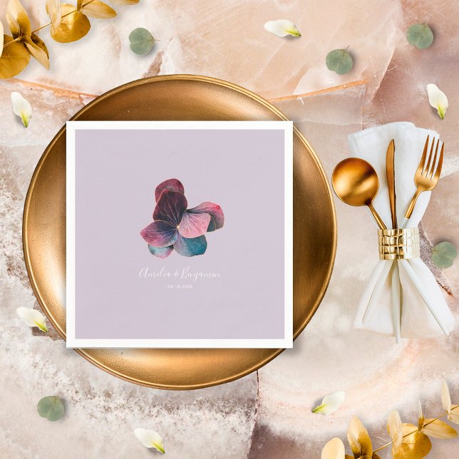 Servilleta De Papel Lavanda azul dorada Purple Hydrangeas Boda (Subido por el creador)