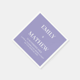 SERVILLETA DE PAPEL LAVANDA BLANCO NOMBRE PERSONALIZADO SENCILLO ELEGA