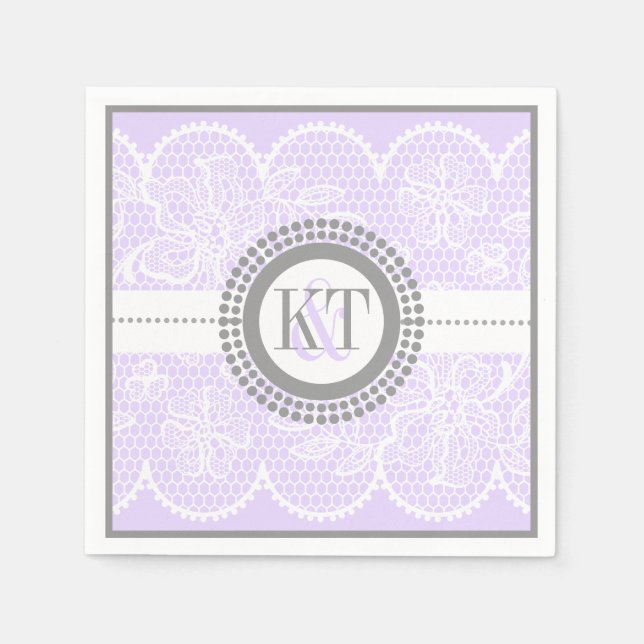 Servilleta De Papel Lavanda, boda de encaje blanco (Anverso)