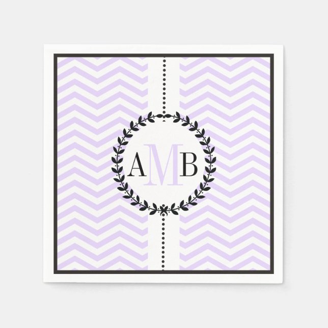 Servilleta De Papel Lavanda, boda de patrón de cheurón blanco (Anverso)