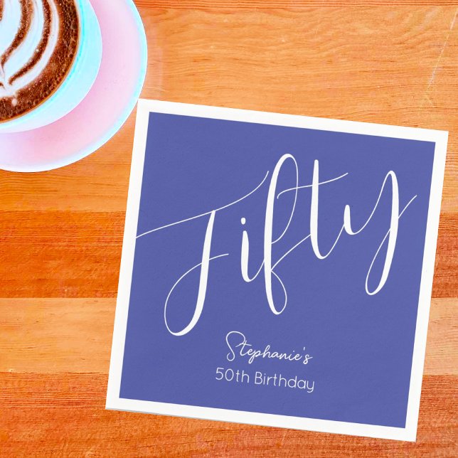 Servilleta De Papel Lavanda con guión moderno 50 cumpleaños (Subido por el creador)