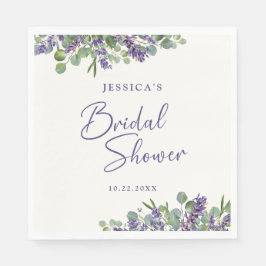 Servilleta De Papel Lavanda de acuarela floral y eucalipto