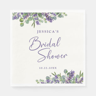 Servilleta De Papel Lavanda de acuarela floral y eucalipto