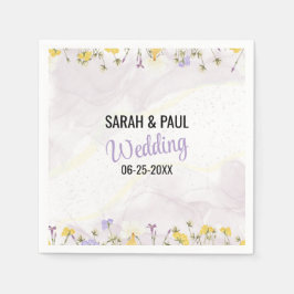 Servilleta De Papel Lavanda de flores silvestres y Boda de flores amar