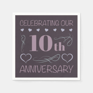 Servilleta De Papel Lavanda elegante 10° Aniversario Boda