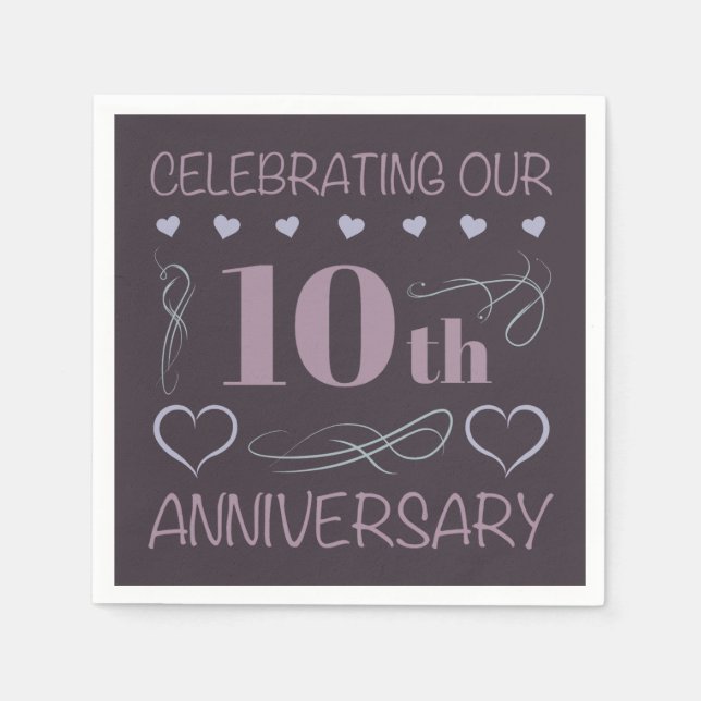 Servilleta De Papel Lavanda elegante 10° Aniversario Boda (Anverso)