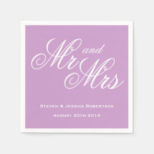 Servilleta De Papel Lavanda morada Sr. y Sra. papel bodas servilletas