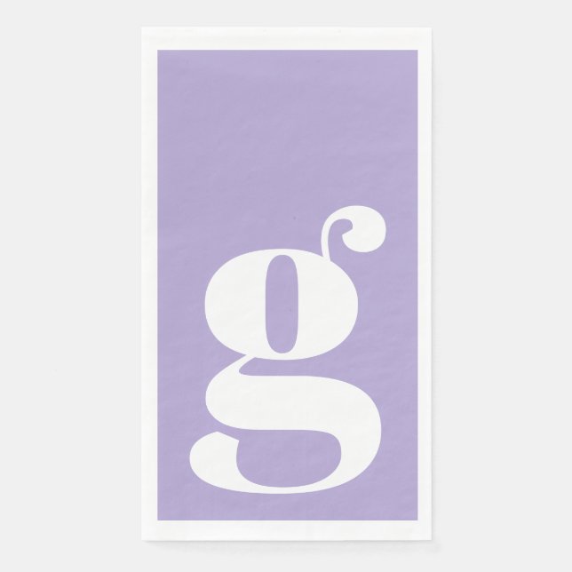 Servilleta De Papel Lavanda negrita inicial monogramada minimalista (Anverso)