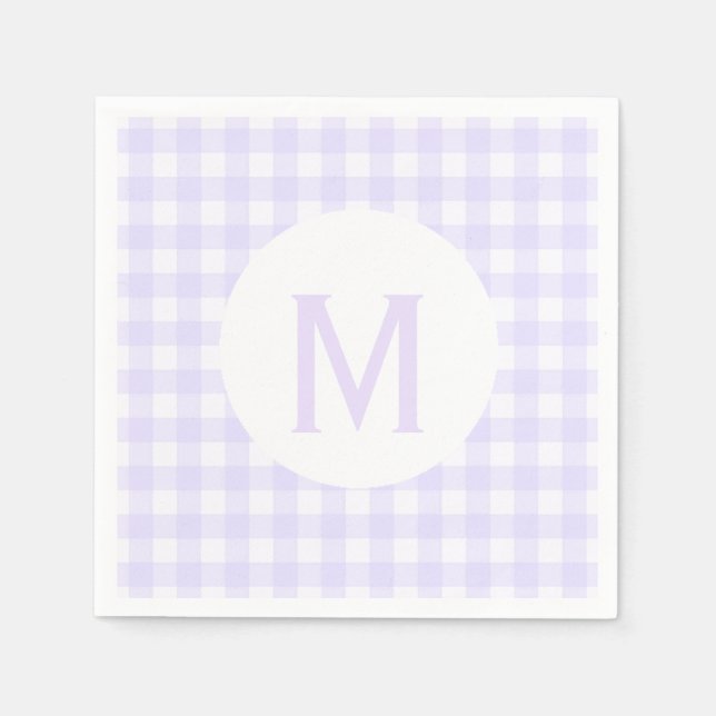 Servilleta De Papel Lavanda paja básica simple Gingham Monograma (Anverso)