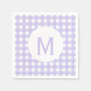 Servilleta De Papel Lavanda paja básica simple Gingham Monograma