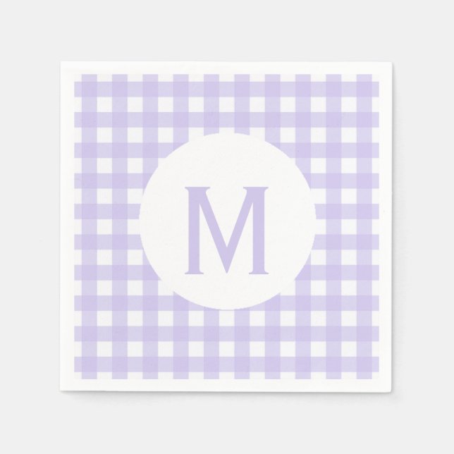 Servilleta De Papel Lavanda paja básica simple Gingham Monograma (Anverso)