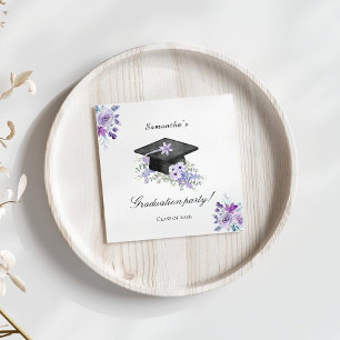 Servilleta De Papel Lavanda Púrpura Floral Graduación