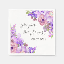 Servilleta De Papel Lavanda Rusa Purple Floral Baby Shower Napkins