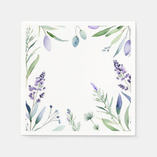 Servilleta De Papel Lavanda Y Acuarela De Eucalipto