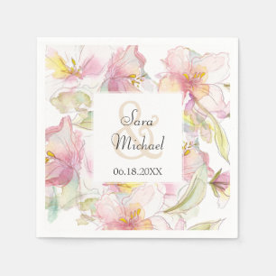 Servilleta De Papel Lavanda y Boda floral de color pastel rosa