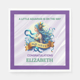 Servilleta De Papel Lavender and Green Aquarius Zodiac Baby Shower