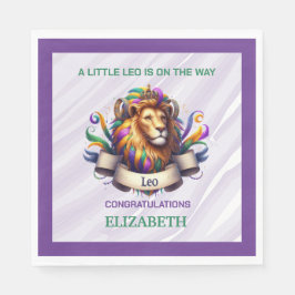 Servilleta De Papel Lavender and Green Leo Zodiac Baby Shower