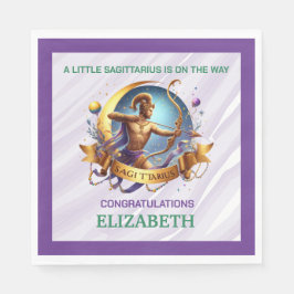 Servilleta De Papel Lavender and Green Sagittarius Zodiac Baby Shower