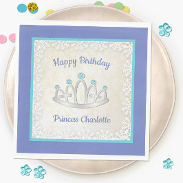 Servilleta De Papel Lavender Blue Princess Tiara Papel de cumpleaños N
